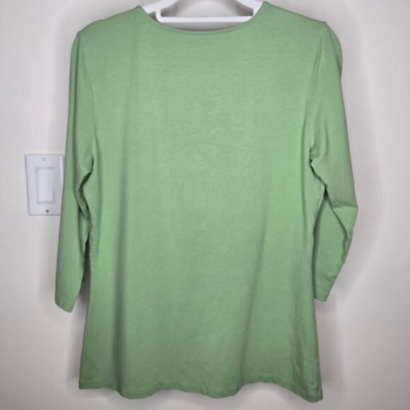 L.L. Bean Womens Grannysmith Apple Green Surplice (Faux Wrap) Top Size M - Picture 4 of 5